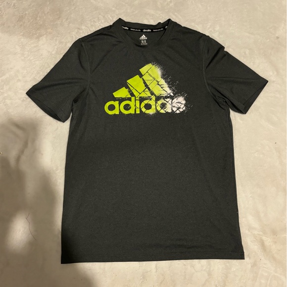 ADIDAS gray & neon green climalite short sleeve TSHIRT size XL-18 (youth) - Picture 4 of 4